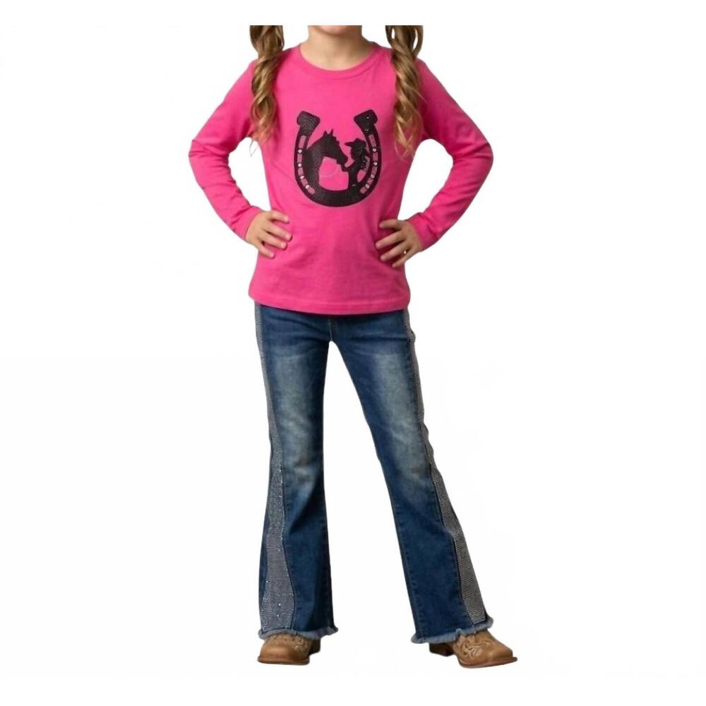 NEW ML KIDS winter sequin flare jean in denim